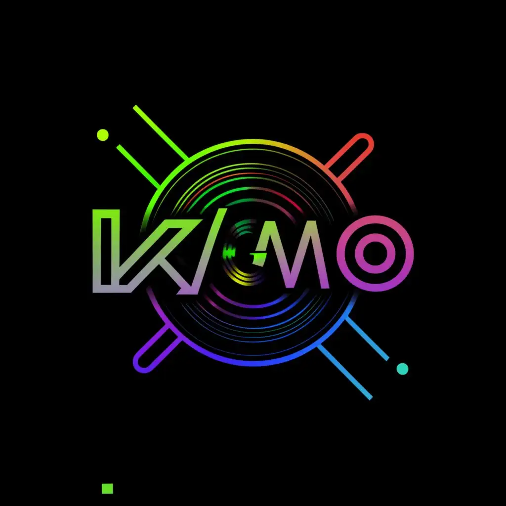 a logo design,with the text 'Dj KAMO', main symbol:EDM futuristic font of same size written on a vinyl record,Moderate,clear background