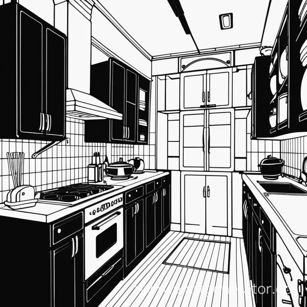 Anime-Style-Black-and-White-Kitchen-Scene