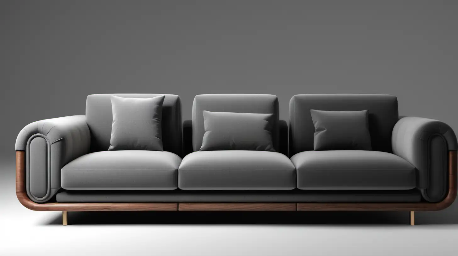 Modern Italian Sofa with PShaped Arm and CloudLike Sleeves