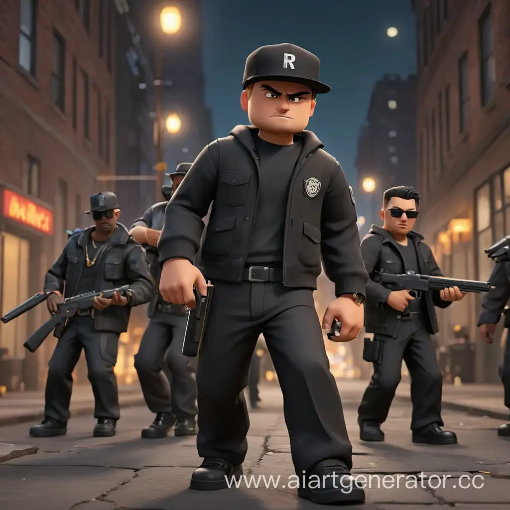 Nighttime-Gang-Warfare-in-Urban-Brooklyn-with-Roblox-Characters-and-Firearms