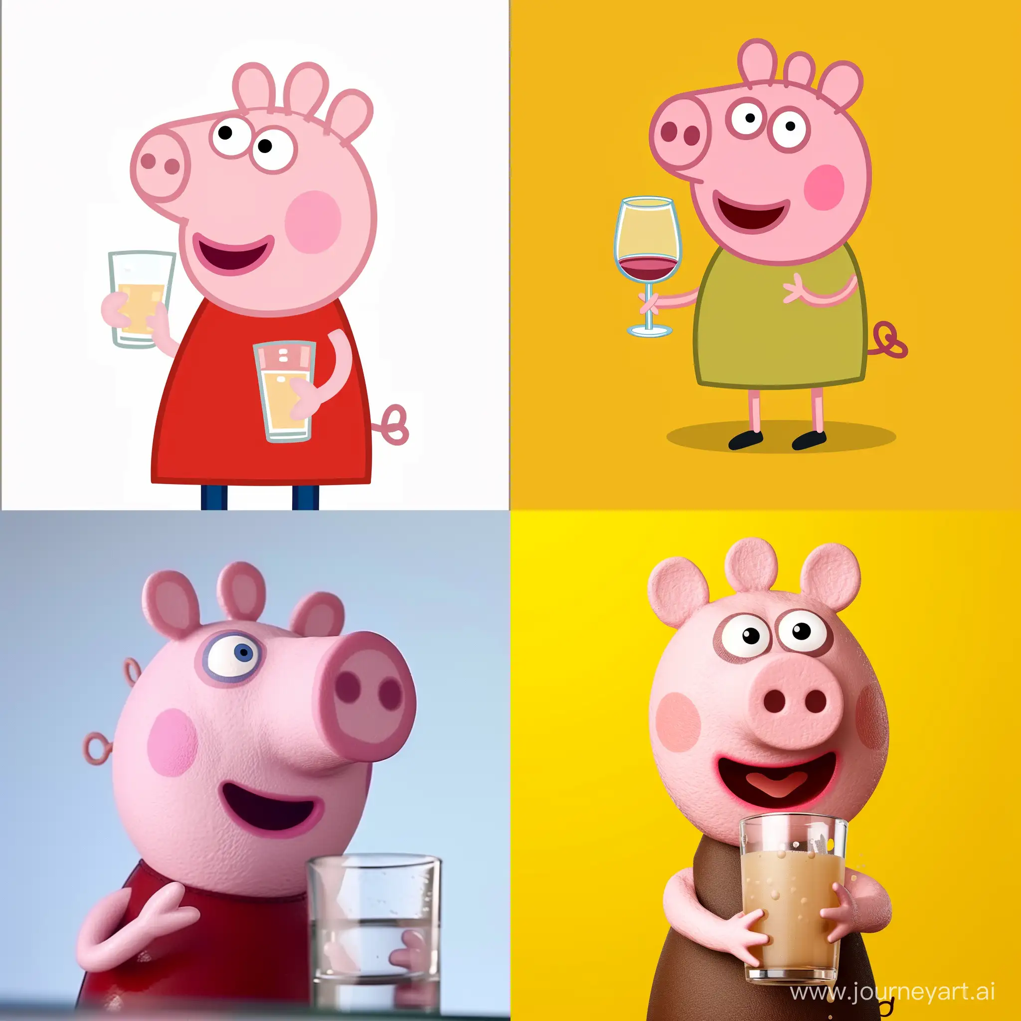 Playful-Peppa-Pig-with-a-Glass