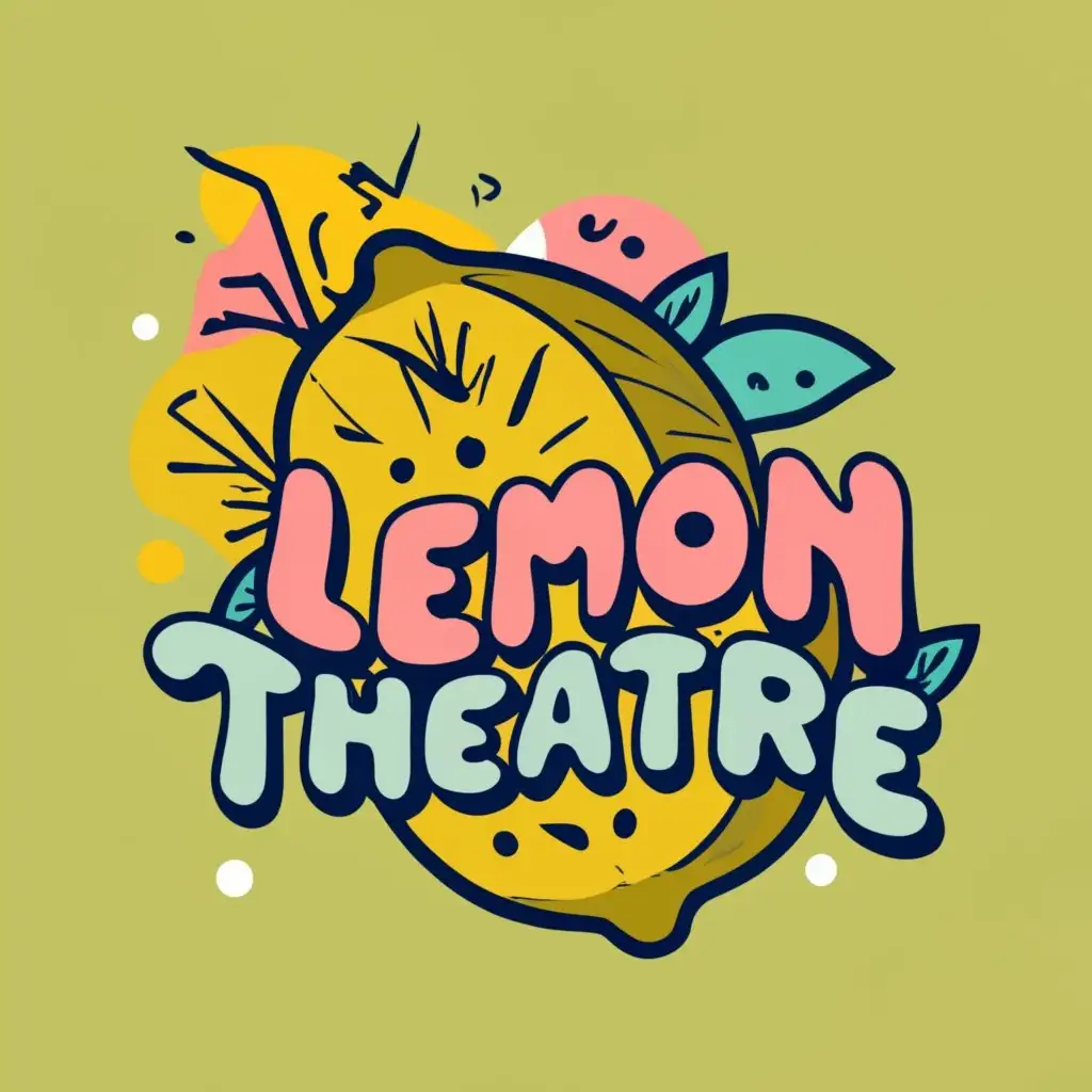 logo, theatre, friendship, dancing, acting, singing., with the text "lemon theatre", typography