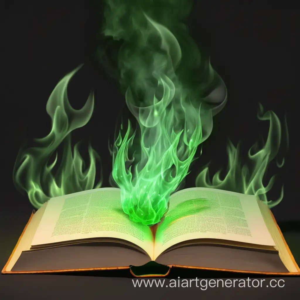 Enchanting-Green-Fire-Book-Illuminated-in-Spectacular-Display