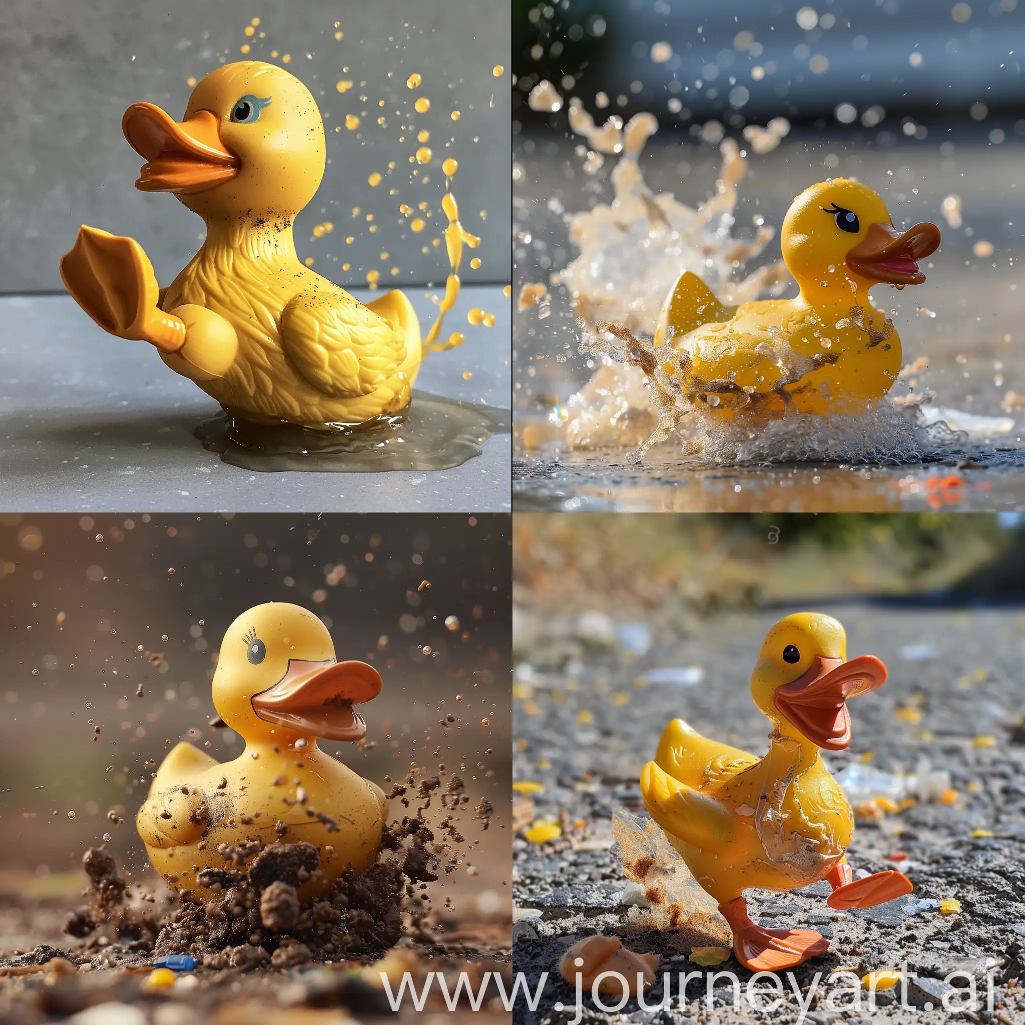 Playful-Rubber-Toy-Duck-Flying-into-the-Trash