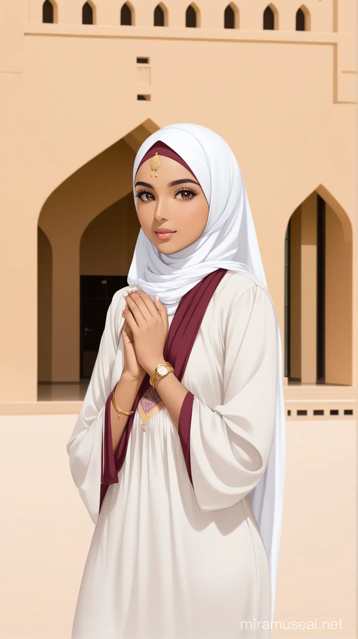 Design for me portraits of an Omani woman wearing the hijab on the university campus