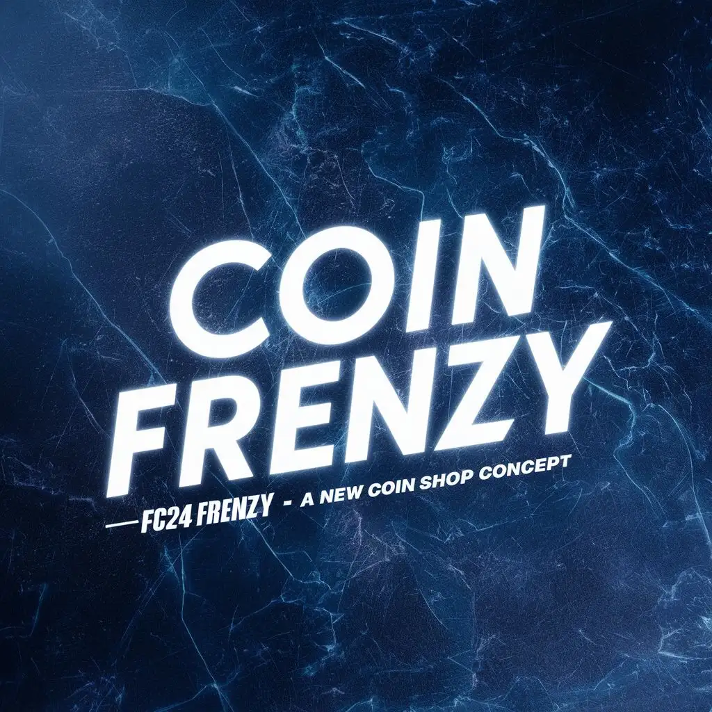 logo, Coin Frenzy, with the text "FC24 Frenzy - a New coin shop Concept", typography- glowing