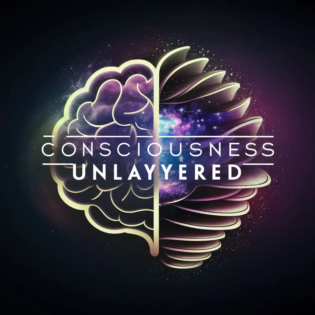 Create a logo for a YouTube channel called Consciousness Unlayered. The goal of this channel is to help viewers get a greater understanding of how the universe works, what is their purpose here on earth, how to live their lives the way they want, and mainly, it helps them get rid of everything that is not them. It helps viewers recognize the layers that are on them and get rid of them, hence the term unlayering. Unlayering in the sense of getting rid of things that are not the person themself. It also is about understanding the deeper meaning of life, the universe, and universal consciousness layer by layer.