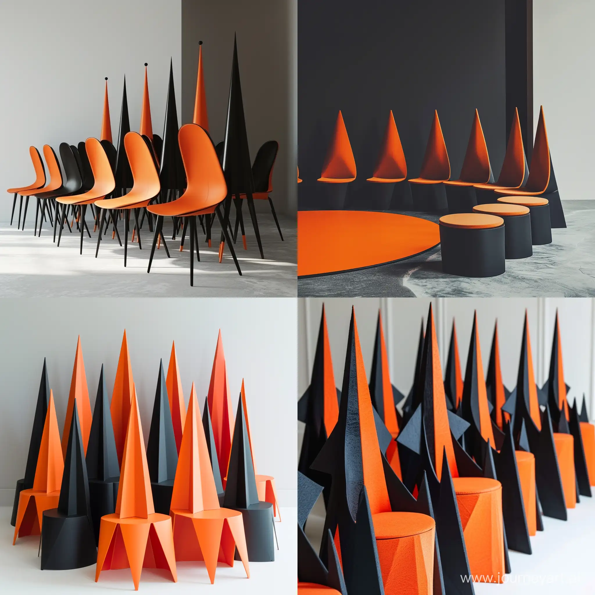 Minimalist-Chairs-in-Orange-and-Black-Tone