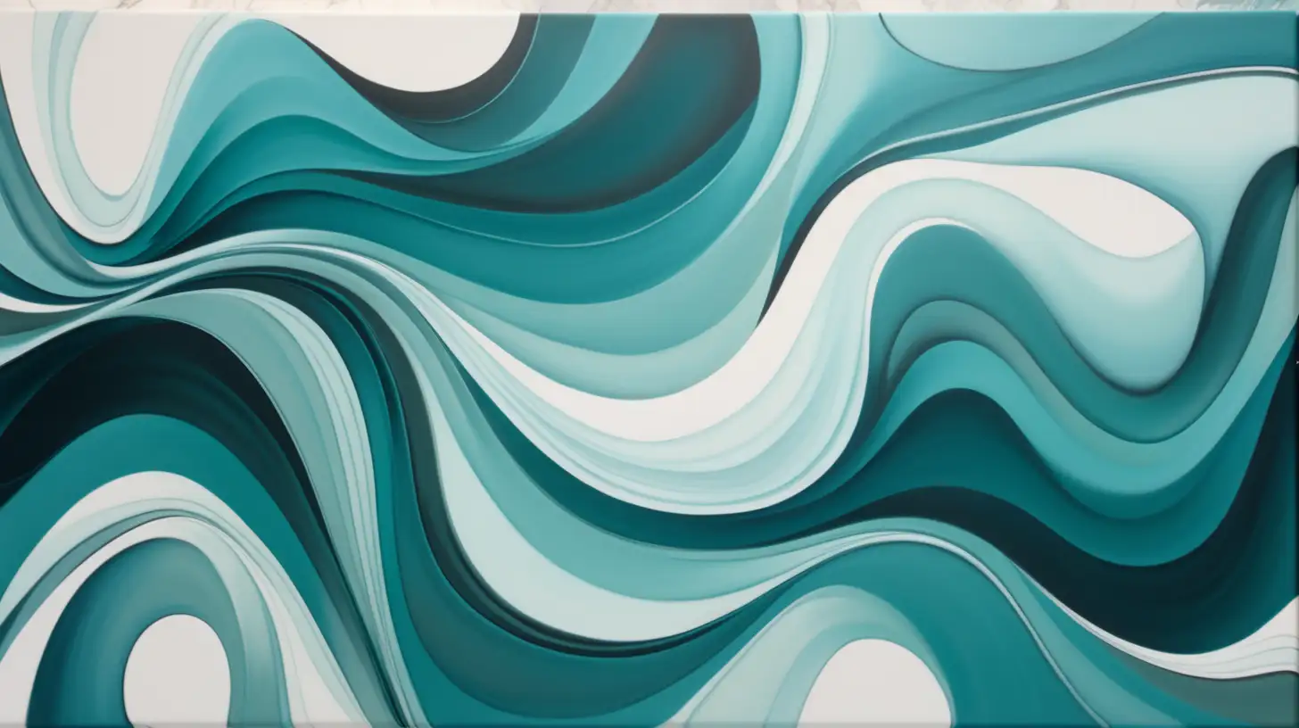 Fluid Teal and Aqua Abstract Waves Serene Motion in Soft Hues