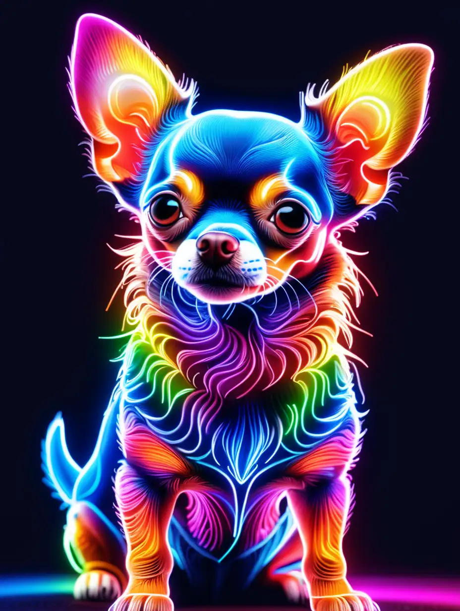 Vibrant 4K Neon Art Featuring a Chihuahua