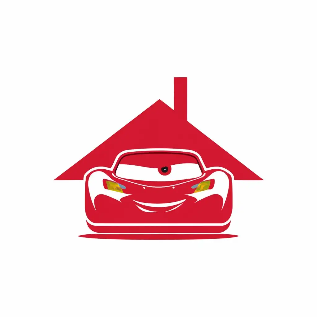 a logo design,with the text "Lighting McQueen", main symbol:Lightning McQueen from cars in the shape of a house,Moderate,be used in Construction industry,clear background