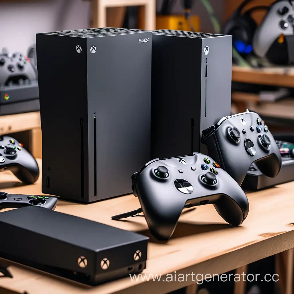 Gaming-Enthusiasts-Haven-Xbox-Series-X-Centerpiece-in-Workshop