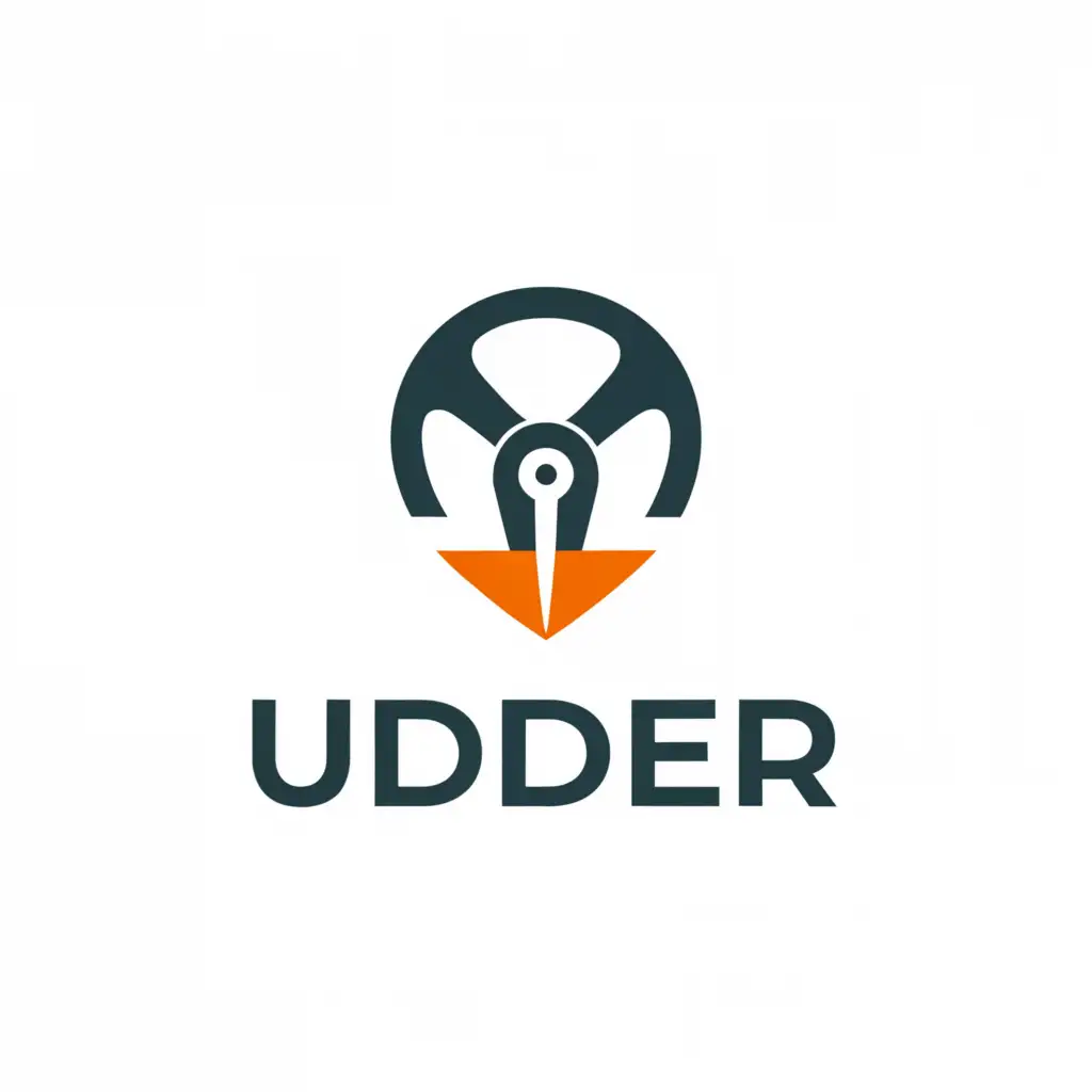 a logo design,with the text "Uder", main symbol:Location Icon in side Steering,معتدل,be used in السيارات industry,clear background