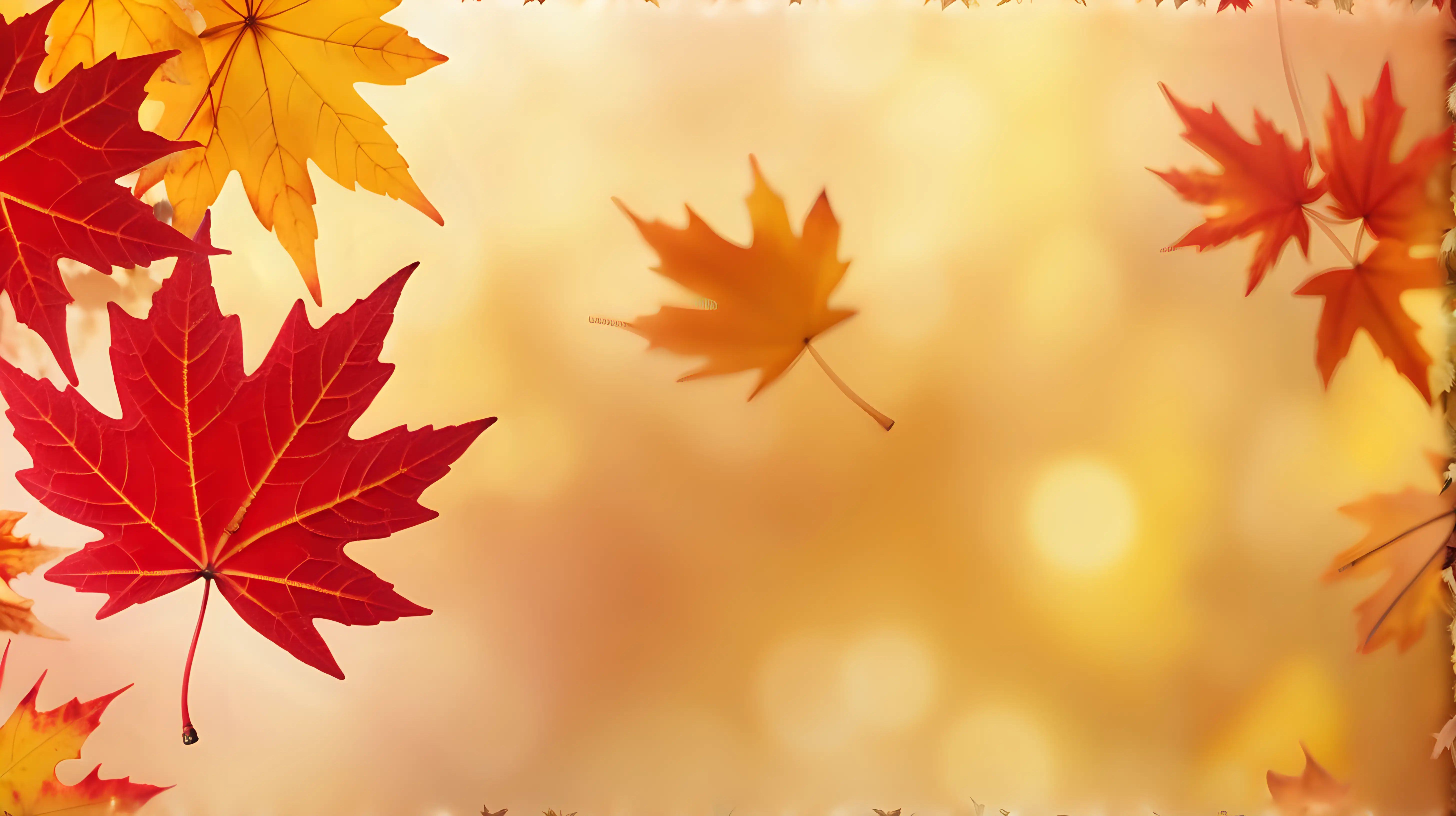Farewell to Fall Festivities: Create a captivating web banner that symbolizes the end of fall festivities using red and yellow maple leaves in soft focus, promoting the last events and offers of the year.