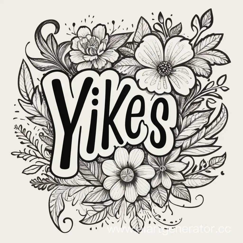 графичная надпись "yikes" с цветочным рисунком