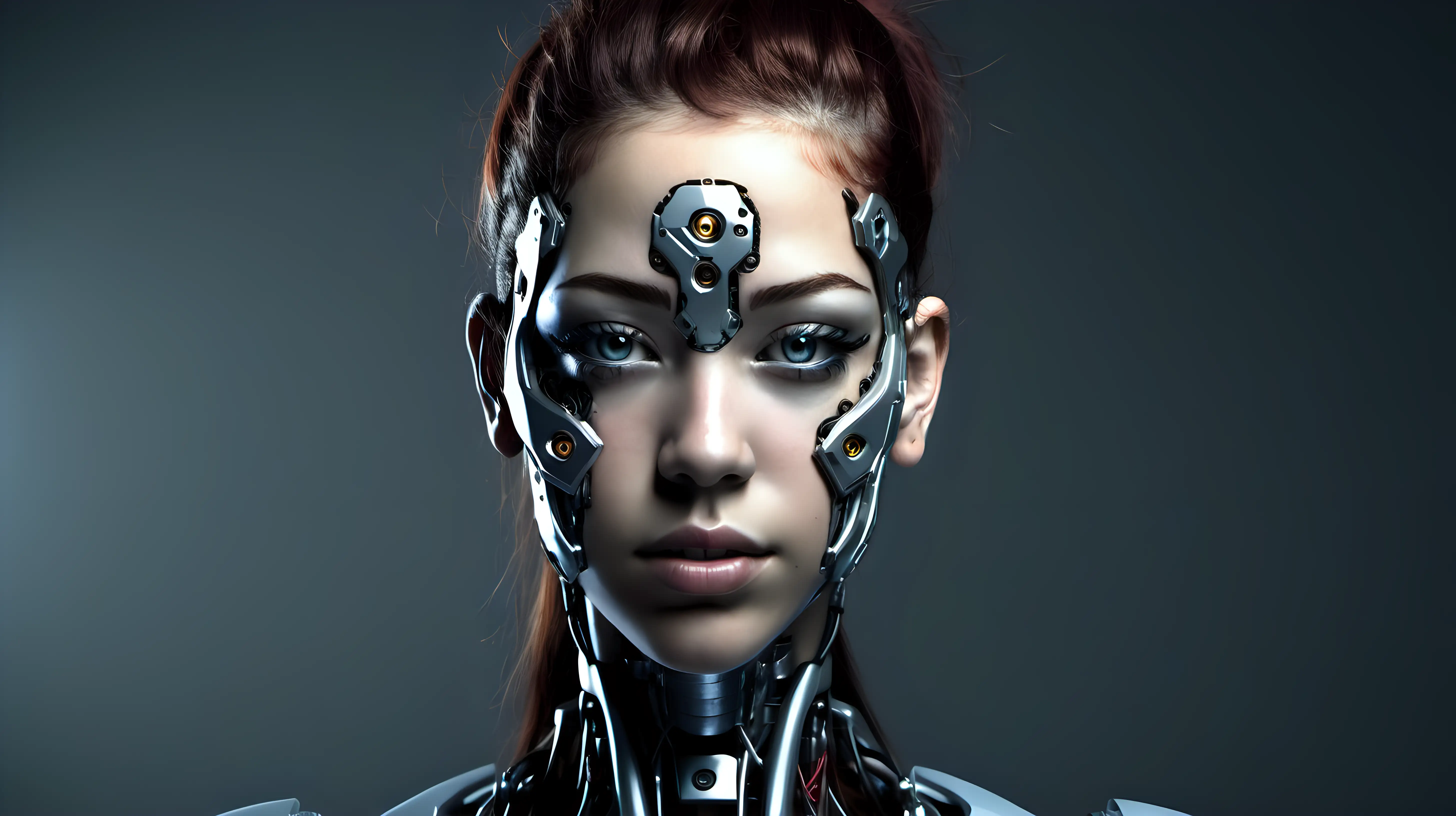 Beautiful 18YearOld Cyborg Woman with Striking Cybernetic Features