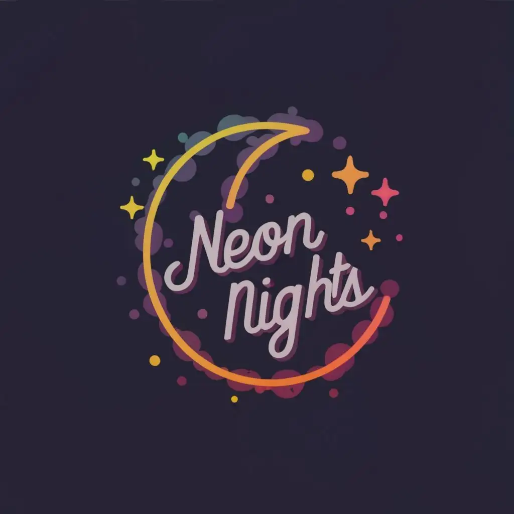 LOGO-Design-For-Neon-Nights-Crescent-Moon-with-Electrifying-Typography-for-Entertainment-Industry