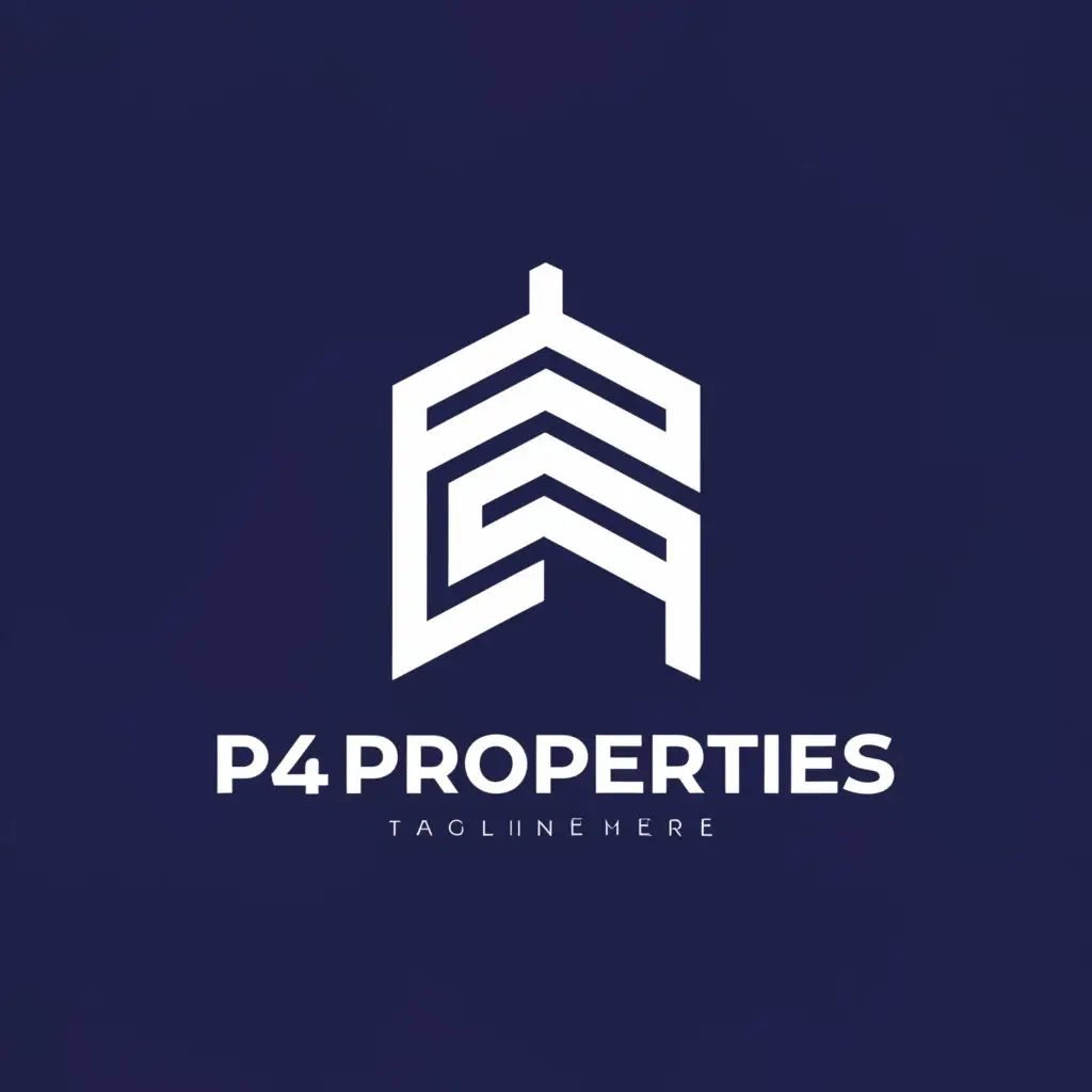 a logo design,with the text "P4 Properties", main symbol:building,Minimalistic,be used in Real Estate industry,clear background