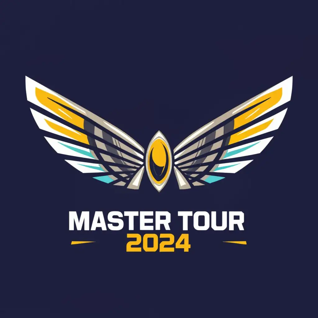 a logo design,with the text " MASTER 
TOUR 2024 ", main symbol:Frisbee   wings
,Minimalistic,clear background
