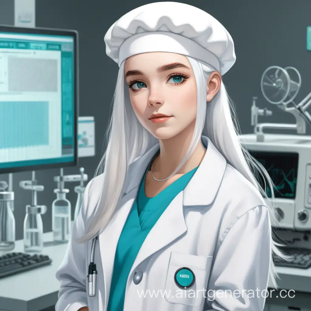 Young-Woman-in-White-Beret-and-Lab-Coat-Conducting-Research