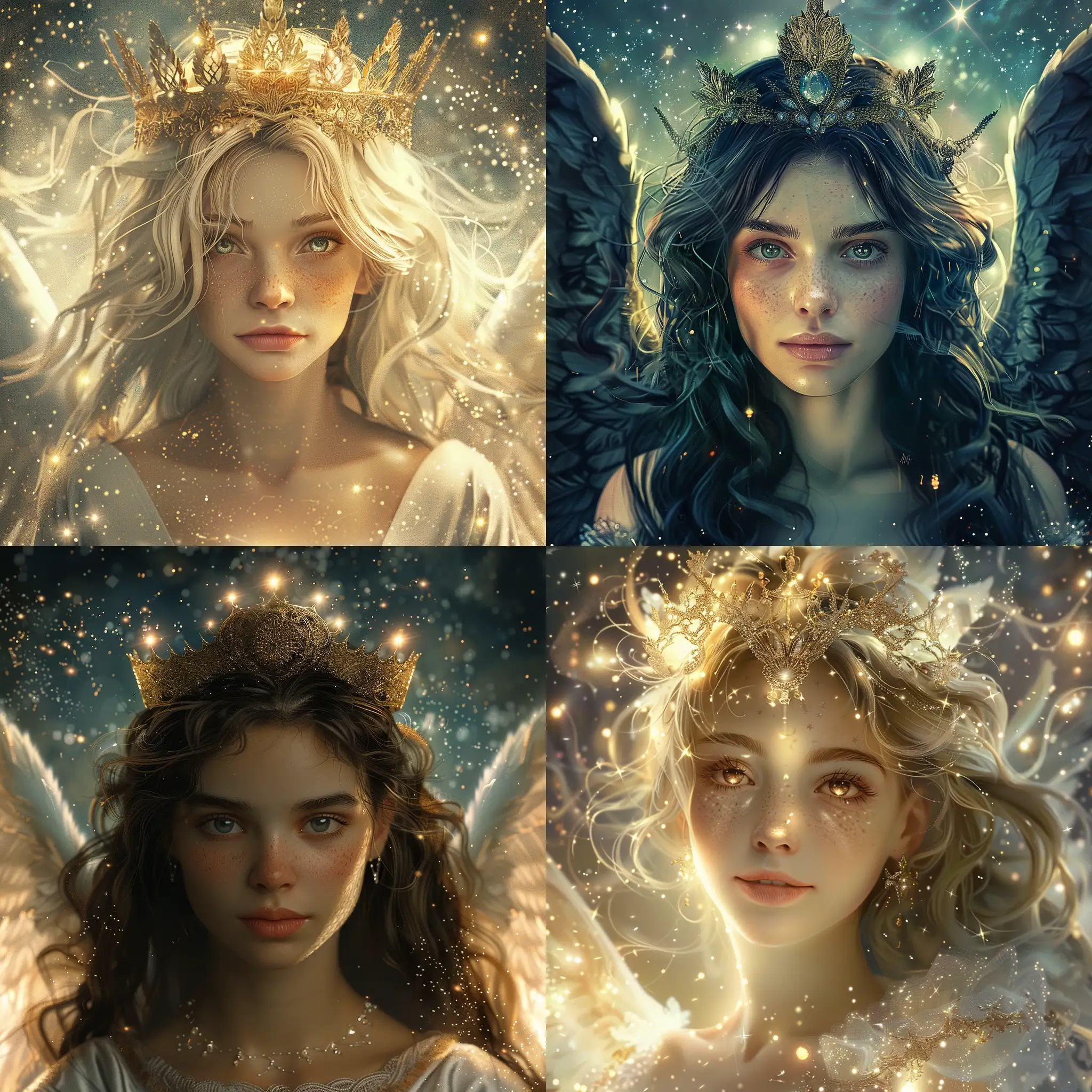 Medieval-Angel-with-Kind-Eyes-and-Crown-of-Pure-Light-in-a-Starlit-Fantasy-Realm