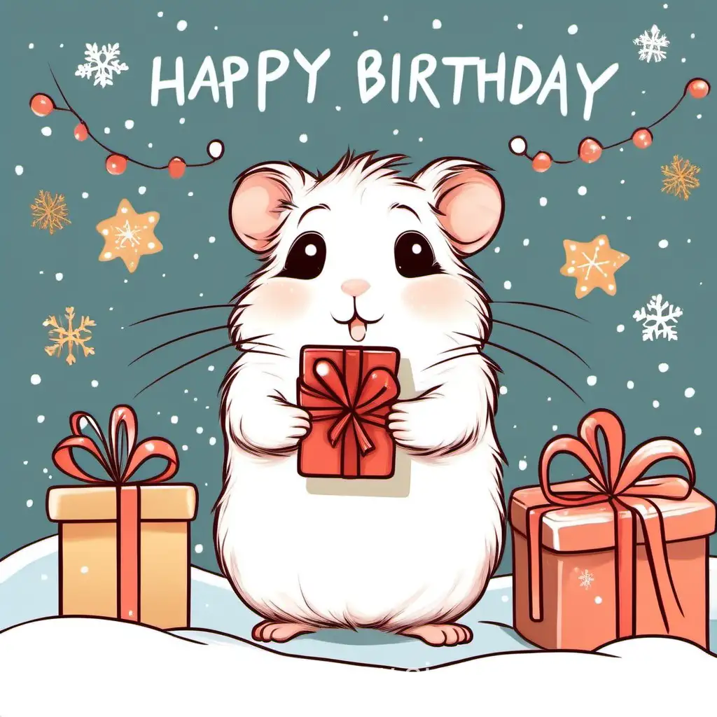 Adorable-Winter-Birthday-Hamster-with-Gift