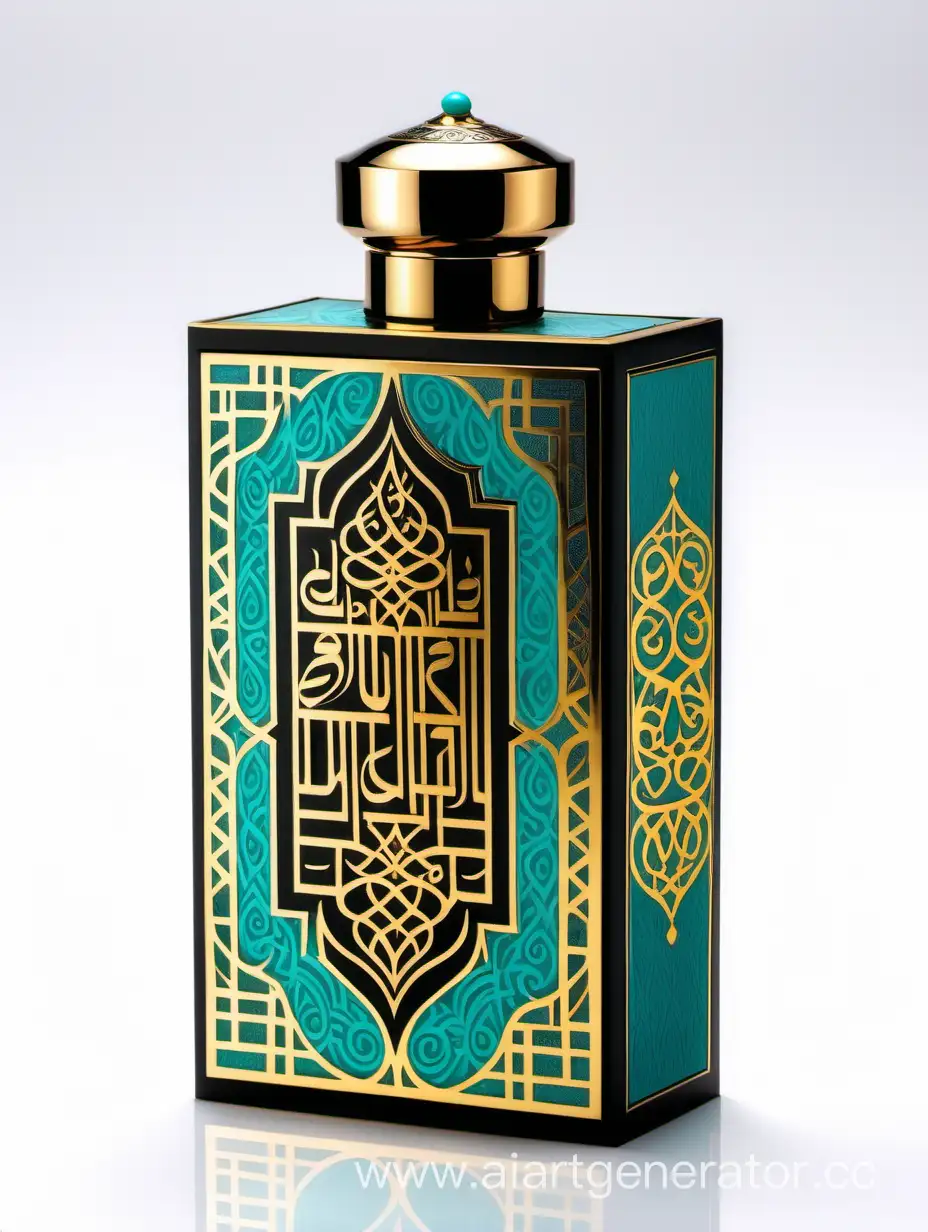 Elegant-Turquoise-and-Gold-Arabesque-Pattern-Perfume-Box