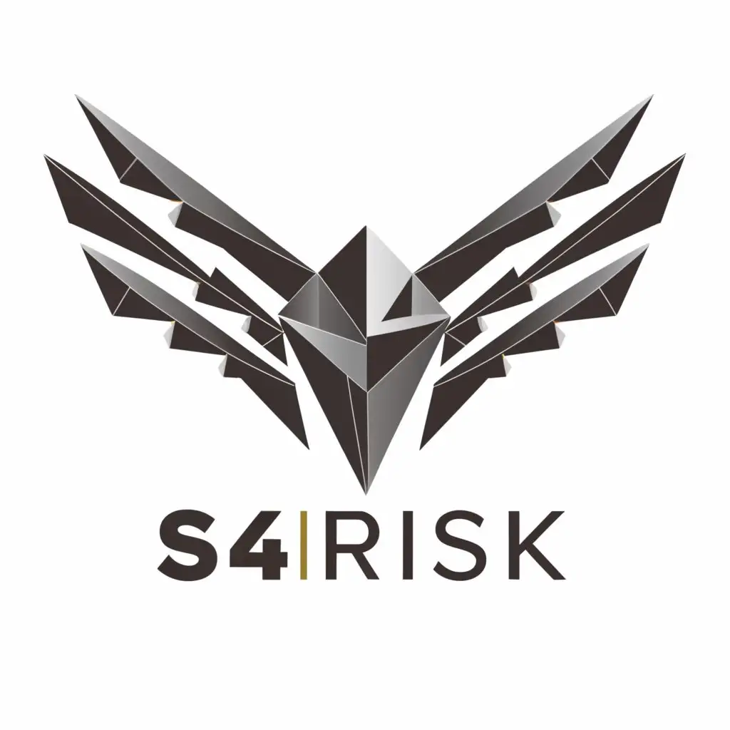 a logo design,with the text "S4 RISK", main symbol:wings,complex,clear background