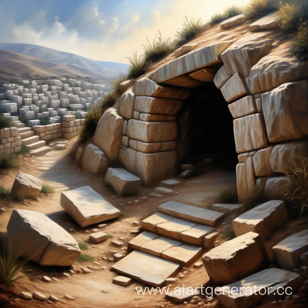 Biblical-Scene-Serene-Empty-Tomb-of-Jesus-in-Palestinian-Mountain