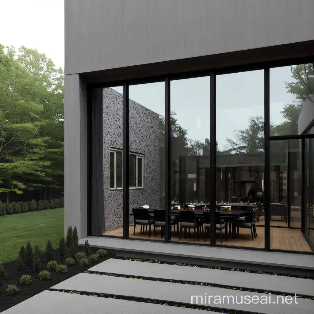  exterior of dinning room with a big wall size window