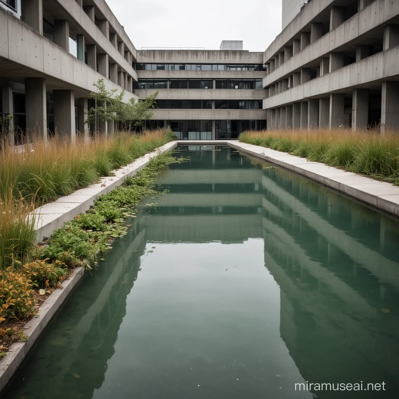 simple beautifull modern brutalist pond commerce photo