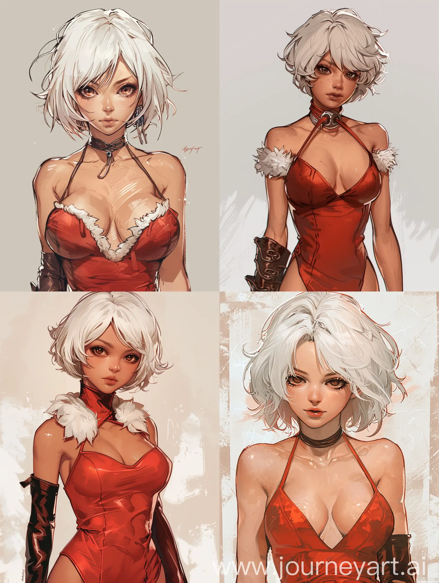 Anime-Style-Woman-in-Red-Party-Dress-with-White-Hair-and-Leather-Gloves
