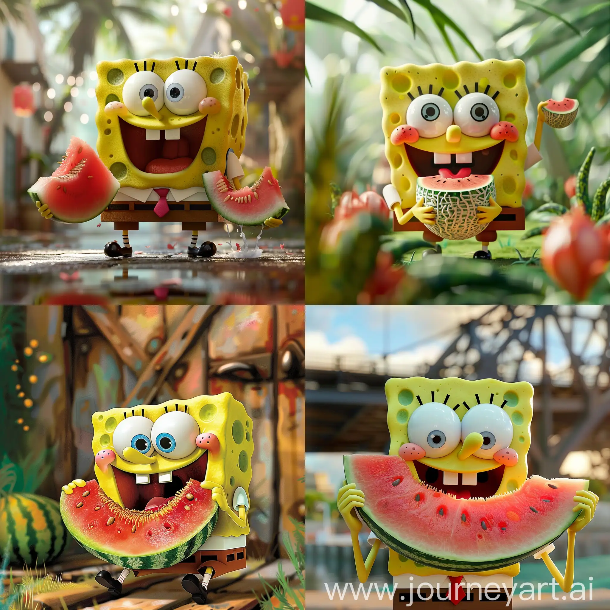 Spongebob eating melon
