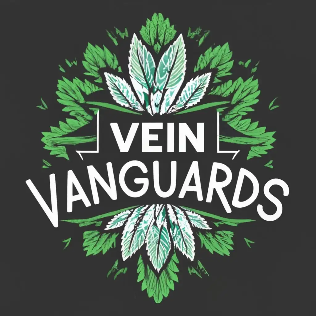 logo, Marijuana, with the text "Vein Vanguards", typography