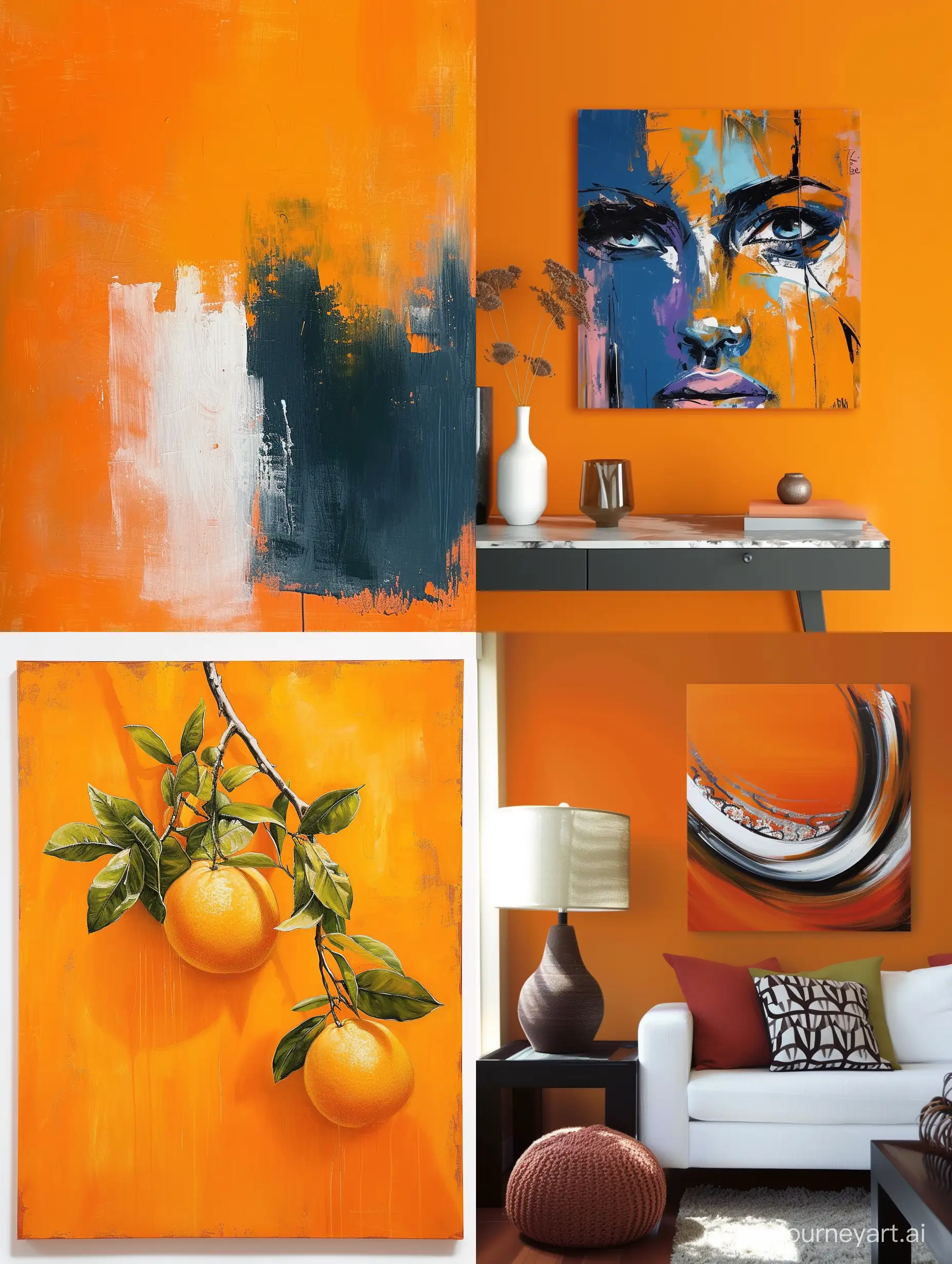 Wall paintings for orange background