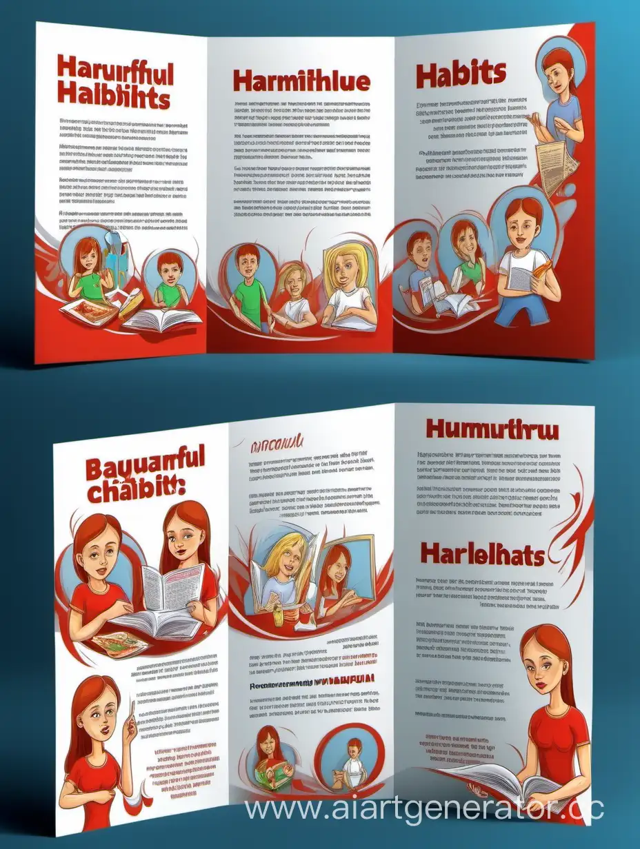 Russian-AntiHarmful-Habits-Brochure-Template-with-Illustrations