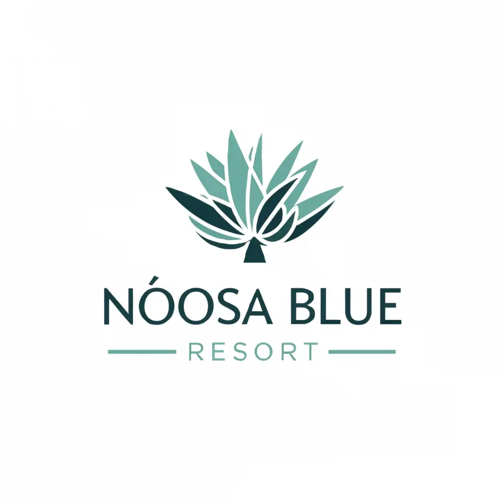 a logo design,with the text "Noosa Blue Resort", main symbol:create a logo called "Noosa Blue Resort",  create a elegant Logo for "Noosa Blue Resort",  The logo should be modern with a touch of sophistication.
- Style: The logo should exude calm and relaxation with a modern sophistication, reflecting a more high-end look and feel for the resort we want to become.
- Design: A blend of text and icon elements may be desired to create a memorable and versatile logo but happy to see text only options as well. We are going with a more natural color palate and our main pool and pandanus tree are 2 key icons of the resort.


 creating elegant and sophisticated logos.
 Proficiency in both text and icon-based logo design.,Moderate,clear background