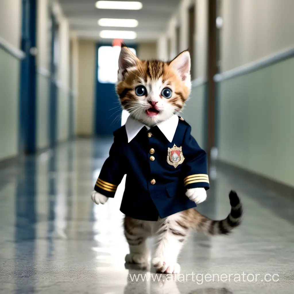 Crying-Kitten-in-History-Class-Uniform-Strolls-School-Corridor