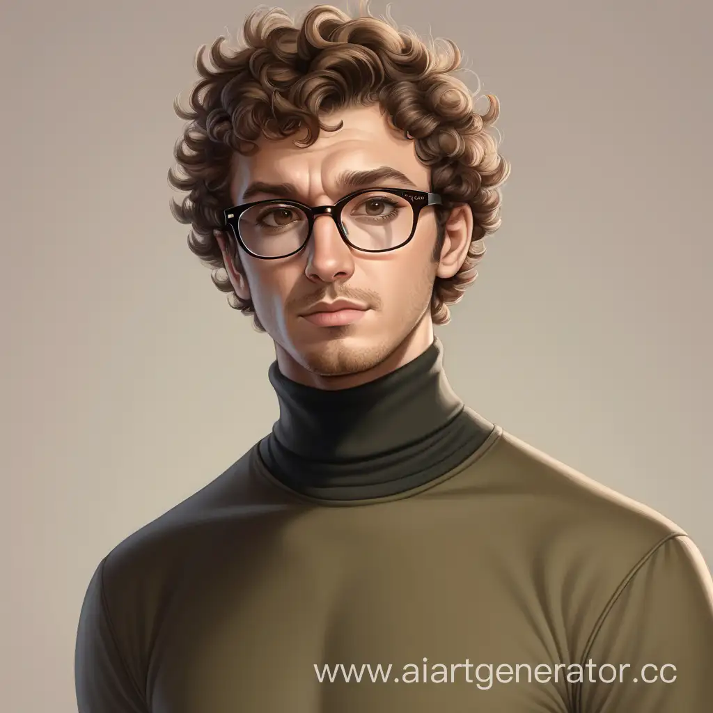 Russian-Man-in-Olive-Turtleneck-with-SemiRound-Glasses