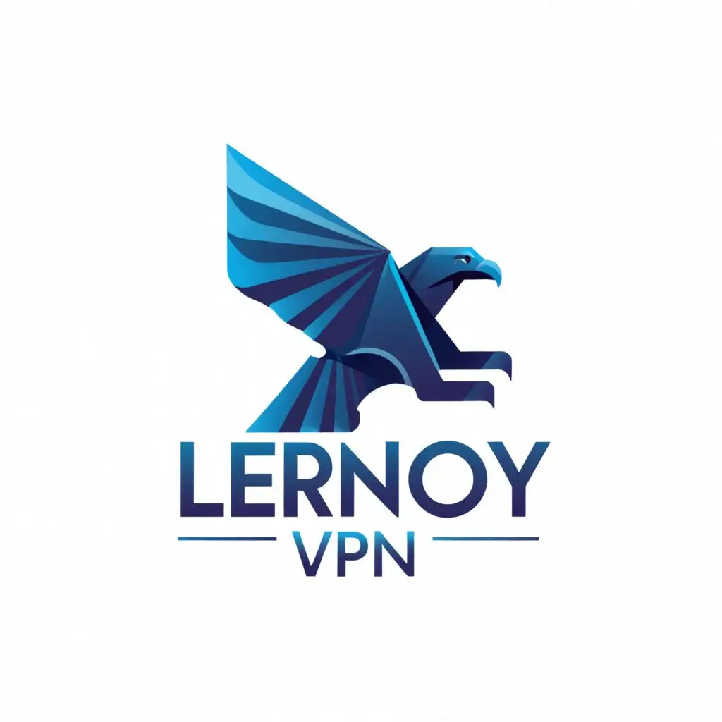 a logo design,with the text "Lernoy VPN", main symbol:persian blue eagle,Minimalistic,be used in Technology industry,clear background