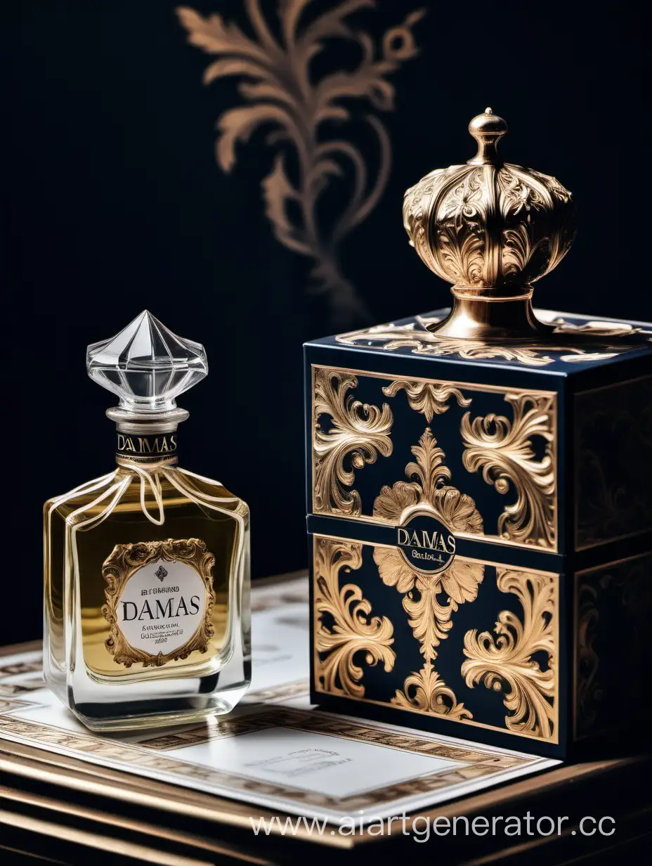 a bottle of damas cologne sitting next to a box, a flemish Baroque by Demetrios Farmakopoulos, instagram contest winner, dau-al-set, dynamic composition, contest winner, feminine