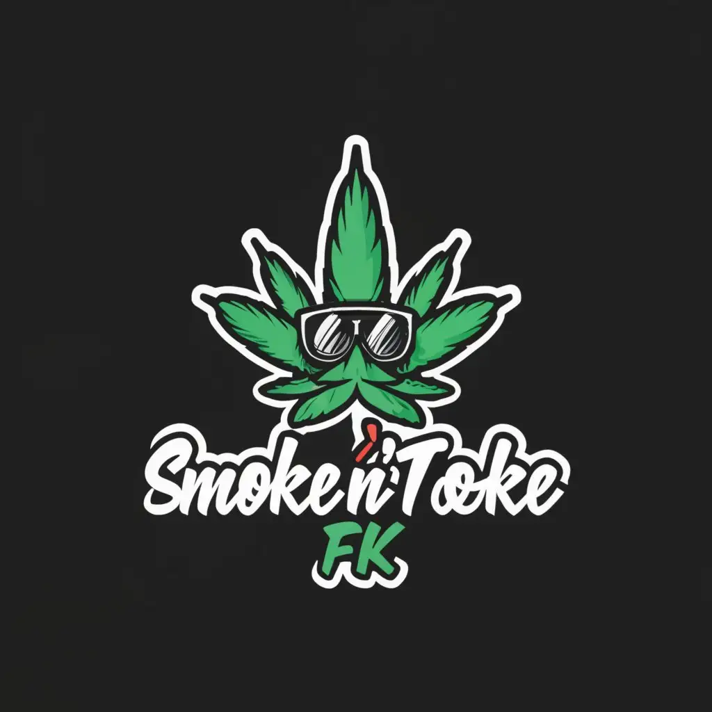 a logo design,with the text "Smoke'N'Toke FK", main symbol:weed cartoon,Moderate,clear background