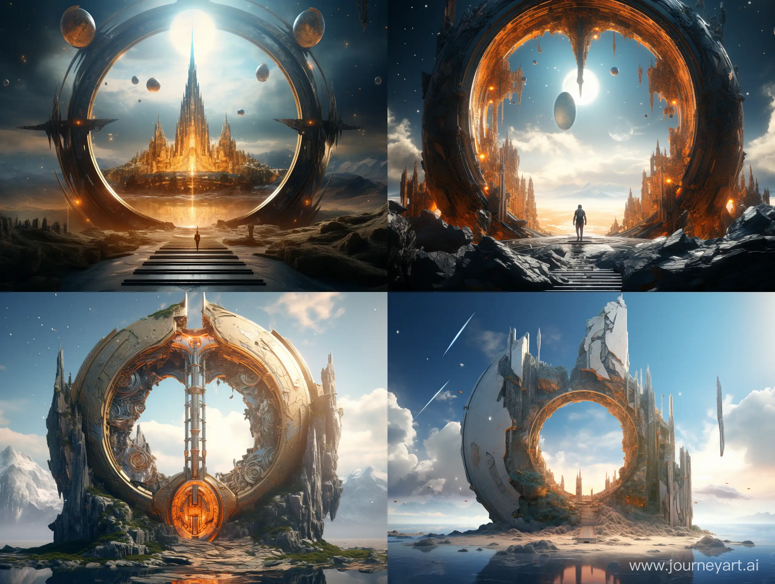 a portal leading to an otherworldly dimension, suspended in the celestial space, using golden ratio and proportion Aurea, breathing life into the canvas with a cosmic ballet of sky blue, orange, and green hues cutting through the stark contrast of White and black, in awe-inspiring, meticulously detailed octane render, trendsetter in the artstation realm, 8k, snatched
straight from the dreams of a photorealist, conceptual, perfect composition, beautiful detailed intricate insanely detailed octane
render trending on artstation, 8k artistic photography, hotorealistic concept art, soft natural volumetric cinematic perfect light, chiaroscuro, award - winning photograph, masterpiece, oil on canvas