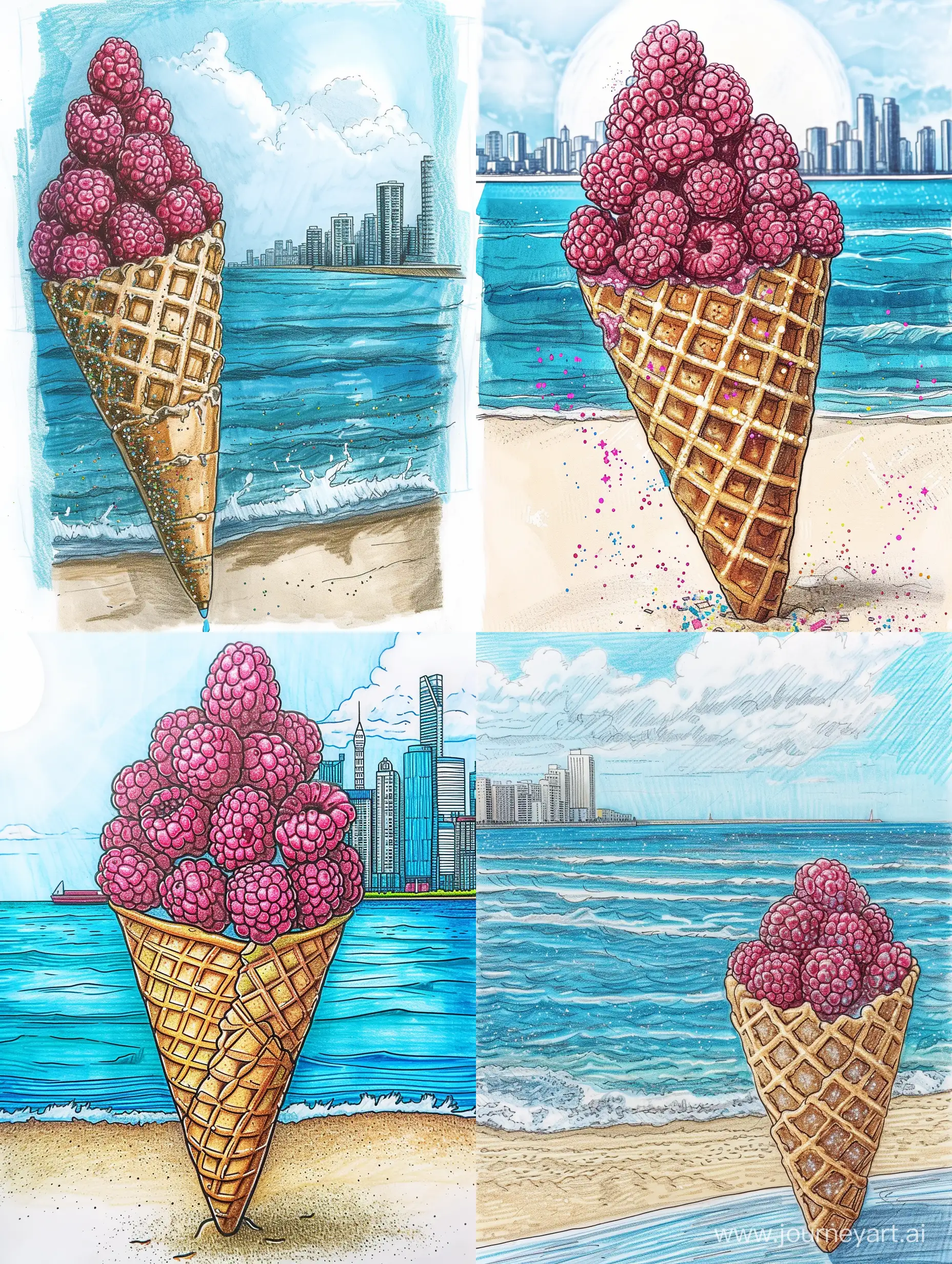 Energetic-City-Sketch-with-Glitter-and-Raspberries-by-the-Sea
