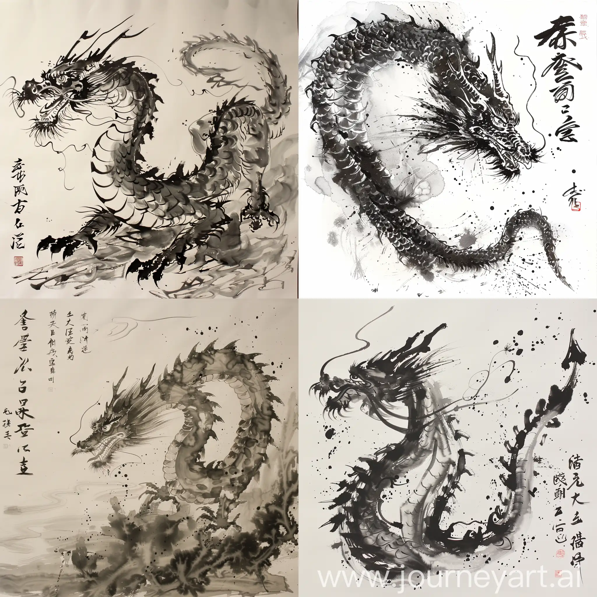 dragon，Chinese，ink