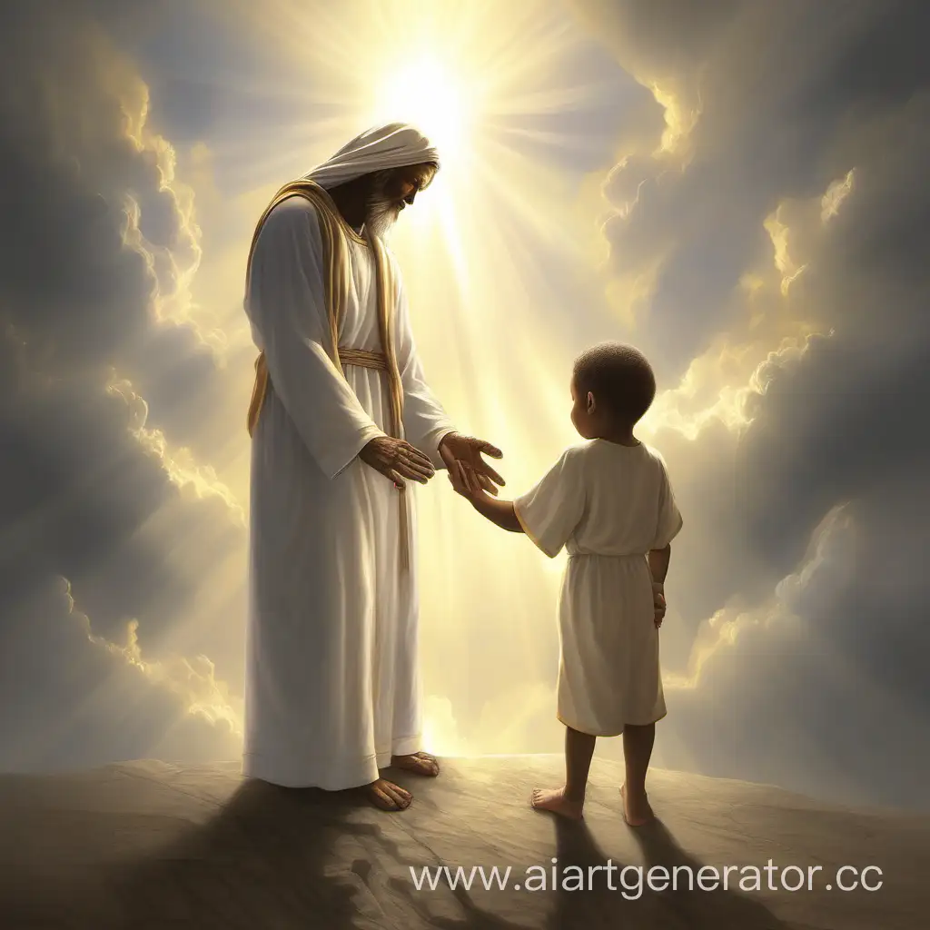 Бог даёт руку ребенку
