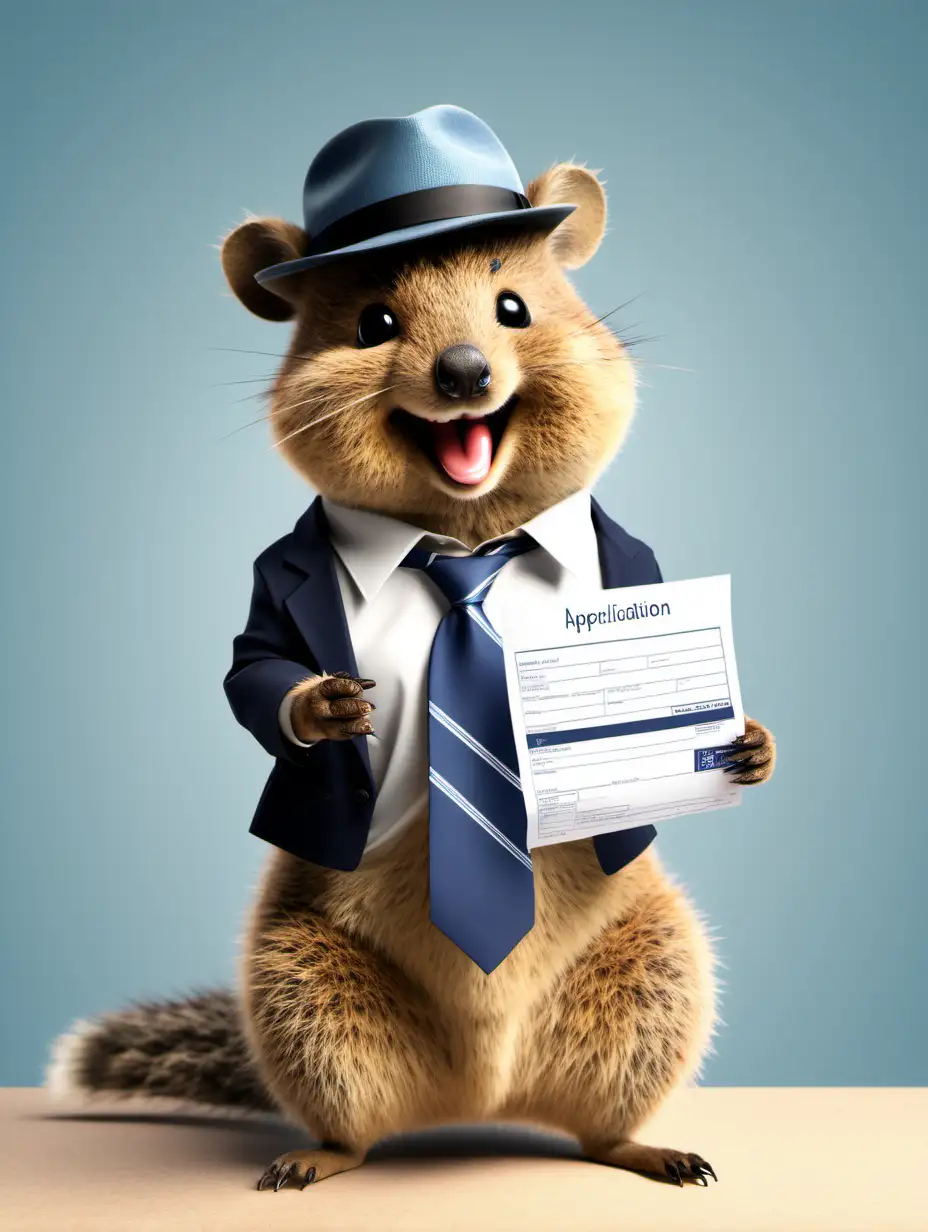 Friendly Quokka Distributing Job Applications with a Cheerful Demeanor