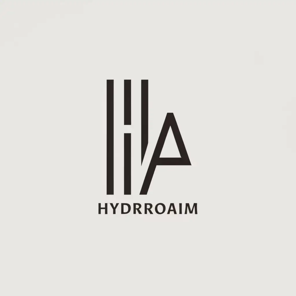 a logo design,with the text "Hydroaim", main symbol:Ha,Minimalistic,clear background