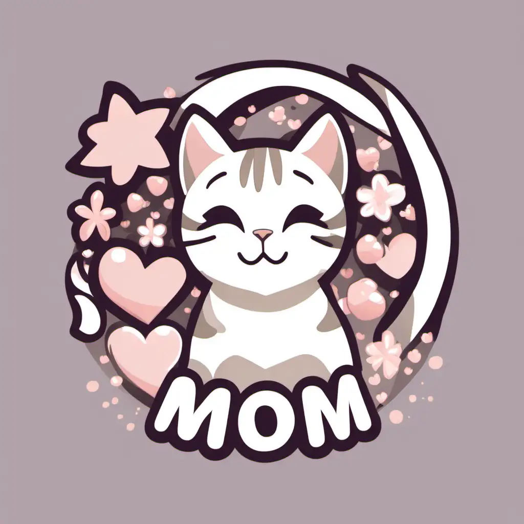 Adorable Cat Mom Logo on Transparent Background