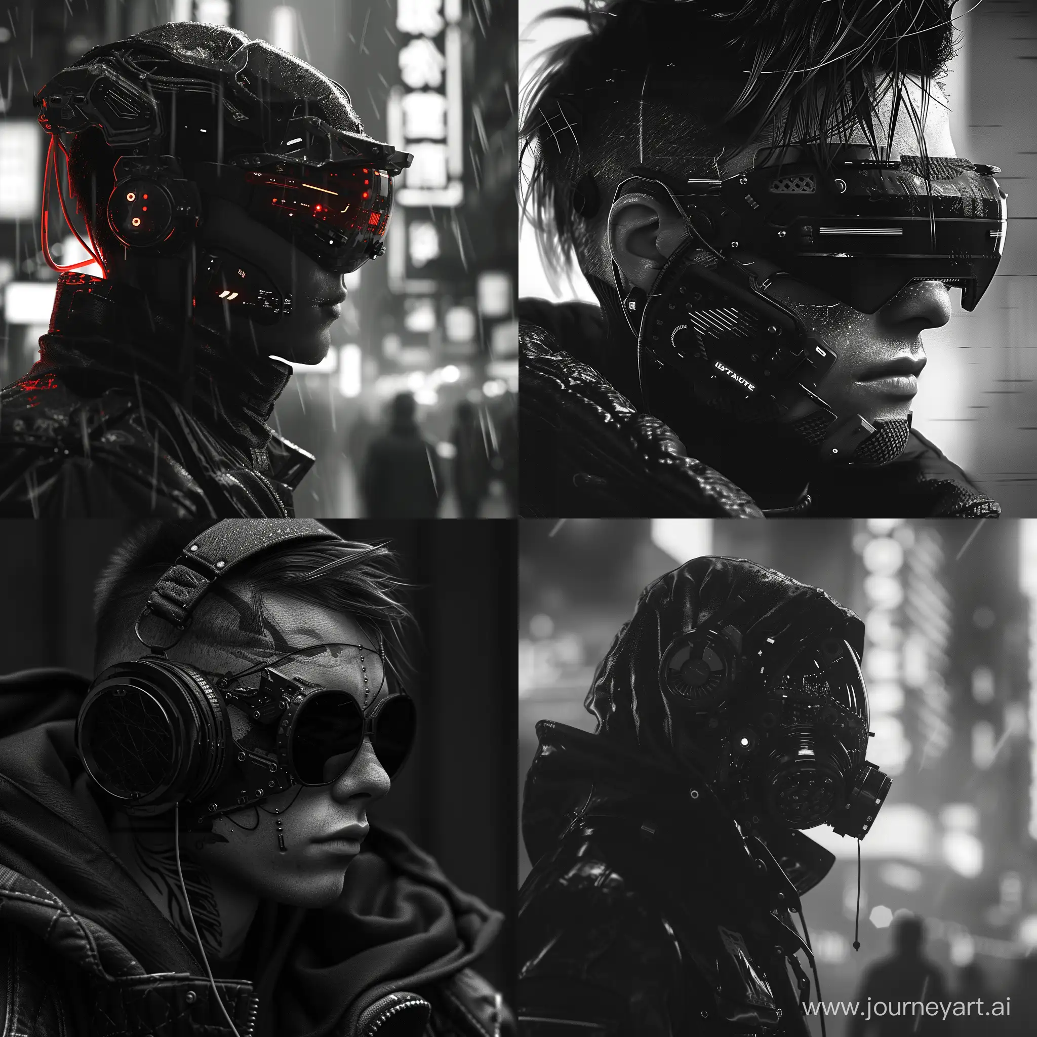 Futuristic-Cyberpunk-Profile-Picture-in-HighContrast-Black-and-White-Tones